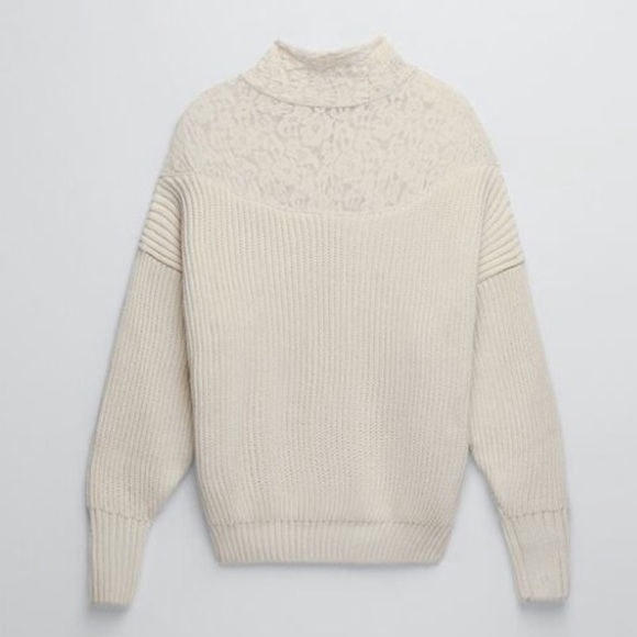 Zara lace knit sweater, size M NWT - Picture 3 of 11